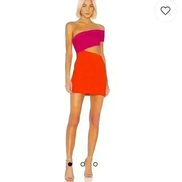 Lovers + Friends Dresses & Skirts - NWT Lovers and Friends Rowan One Shoulder Cut Out Mini Dress Pink Orange SZ XS